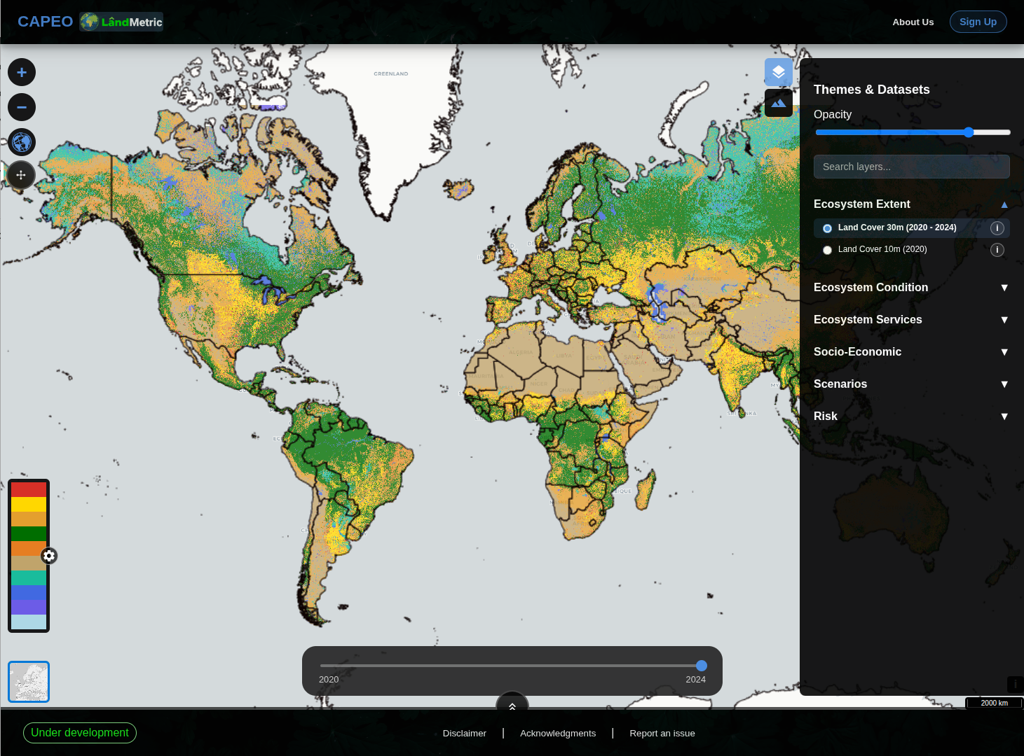 Screenshot: Themes & Datasets panel expanded, showing all six categories